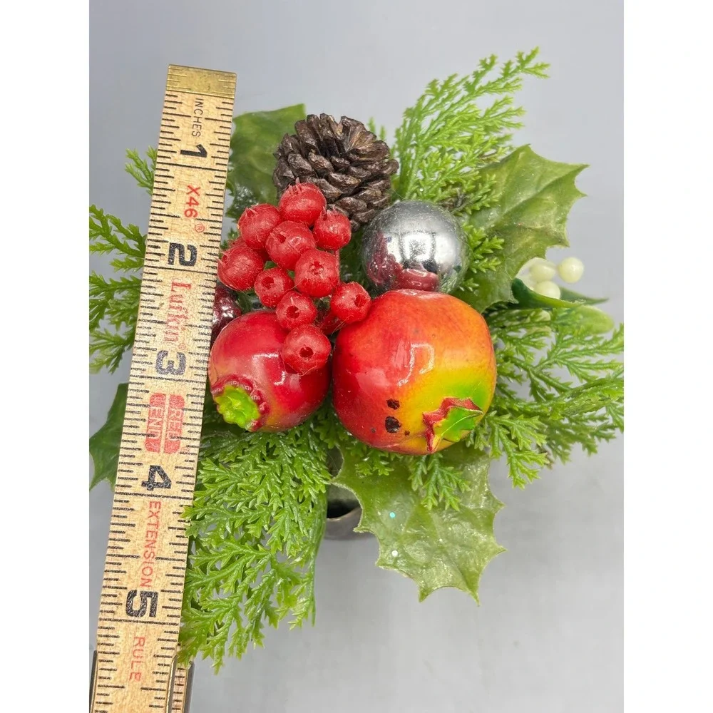 Vtg Castle Silver on Copper‎ Christmas Holiday Decor Pinecone Berry